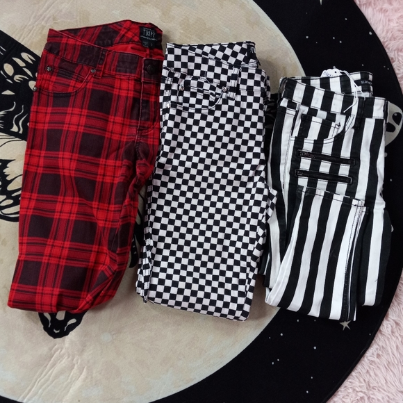 Hot Topic Denim - Current size 14-15 inch flat waist goth skinny jeans (3-7) some custom some reg
